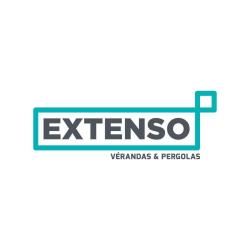 Extenso les vérandas et pergolas en Alsace. Le logo est une création de l'agence Mars Rouge à Mulhouse.
