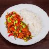 Tofu sautés au légumes et riz