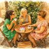 Pause café sur la terrasse de la librairie Le Chat-Mots