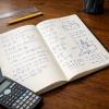 Cahier d’exercices de mathématiques et physique utilisé pendant un cours particulier à Bordeaux.