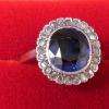 Bague marguerite or saphir et diamants. Agendor a Saintes. Achat et vente de bijoux anciens