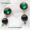  Les Dreams© :  Cabochon viel Or - Strass vert émeraude & Pierre en Onyx       
                            ø 12mm Conception & fabrication A.L.I.E.N.S®