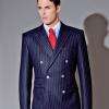 Costume croisé en flanelle noire, motif tennis