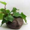 "Zen". Cache-pot en forme de tête (terre brune) / Atelier-Boutique SL - Art + Design - Pérouges