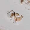 bague acier avec breloque en acier et acier dore