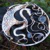 Boucle de ceinture laiton plaqué argent et verre