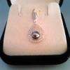 Pendentif ovale en argent, oxyde de zirconium et perle de Majorque grise