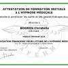 Attestion Formation Hypnose Médicale 
