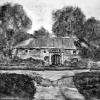 Vieille ferme dans l'Orne, dép 61, d'après une photo de Cynthia Vernier, fusain et craie d'art sur papier 29,7x42cm