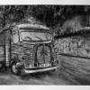 Vieille Citroën, d'après une photo de Florian Albessard, fusain et craie d'art sur papier 29,7x42cm