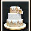 Wedding Cake décor en dentelle alimentaire or et blanc