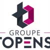 Logo vertical du GROUPE TOPENSI | Informatique - Fibre - Électricité - Sécurité | Calais - Boulogne - Dunkerque