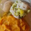 Cabillaud, purée de potimarron & petits légumes