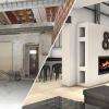 Avant/Projet 3D pièce à vivre pour la rénovation d'une maison de village en Loft Entraigues 84