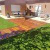 Terrasse en bois exotique Cumaru avec encadrement et intégration de spots LED encastrables
