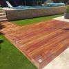 Spots LED encastrables sur terrasse bois exotique