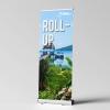 Roll-up livré avec structure interchangeable et sac de transport. Traité norme M1