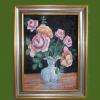 ROSES au vase bleu format 52*42 toile + cadre compris. 280 € Disponible à l'atelier
