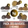 Profitez de notre Pack Découverte de 5 grammes de résines CBD, une variété de saveurs et de bienfaits. Choisissez la qualité, choisissez Hempatik !