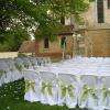 Vue du mariage à l'américaine - décoration blanc et vert anis.