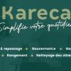 logo kareca et slogan - présentation des services à domicile : ménage & repassage, garde d'enfants et nettoyage des vitres