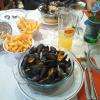 nos plats : moules au curry et moules marinières