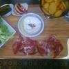 PLANCHE COMPLÈTE
 jambon de seranno,camembert rôti, salade, potatoes 