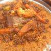 Le Tiep Bou Diéne plat nationale du Sénégal. Qui fait a base riz,du poisson capitaine de merou,sauce tomate,des légumes (manioc ,gombos aubergines, carottes,choux ),épices doux ou fort avec une sauce de tamarin la St Louisiennne