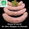 Saucisses de veau bio, race limousine, race a viande. 
