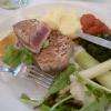 Pavé de thon mi cuit, purée, épinards (à tomber parterre!)