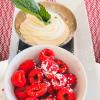 Assiette de framboises fraiches et sa crème fouettée maison