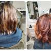 Avant après réalisé par Amélie responsable du salon de Coulanges avec balayage argile et coloration végétale 