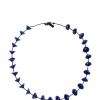 Collier Lotus Bleu ultramarine. Porcelaine froide et argent.