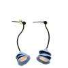Boucles Lotus bleu gris. Porcelaine froide et argent.