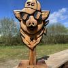 Cochon à la Française - sculpture sur bois d'après logo