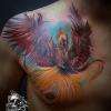 Tatouage création d'un phénix en couleur