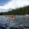 Les kayaks "descendent" la rivière entre ses rives boisées. La marée se faisant sentir jusque Quimper, le circuit se fait TOUJOURS dans le sens du courant, c'est-à-dire que selon la marée on part dans un sens ou dans l'autre. Le club gère les horaires des circuits en fonction des horaires de marée.