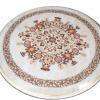 Arabie: 8 plateaux de table, marbre blanc, diamètre 180 cm, incrustés scagliole