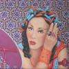 Tableau, miss Papillotes peinture acrylique