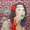 Tableau, miss Bubbles, peinture acrylique