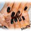 Remplissage Gel UV. Effet voilé à la peinture à main levée et strass.