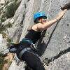 École d'escalade panoramique entre filles dans les calanques à Sormiou