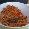 Menu wok + poulet (1. Nouilles + rumsteak , Sauce Panda + Comté + Tomate) => Garnitures payantes