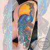 tatouage paon en couleur 