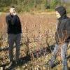 A Bouzeron dans les vignes d'Aubert de Villaine avec son neveu et régisseur, Pierre de Benoist.