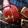 Ceinture 100% cuir de vachette imitation crocodile
