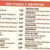 La liste des pizzas.