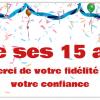 Fête ses 15 ans, prochainement,
En janvier 2024
Le samedi 13
Les récompenses seront remis aux participantes du jeux concours, merci à vous de participer, j'attends vivement votre participation
Contactez-moi
www.pressing-lucifer-91.com 