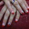 french manucure ongle gel rouge decor capsule fleur