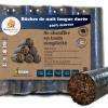 Bûche de nuit  Recybûche. Bûche longue durée qui a une combustion lente. Une alternative écologique à la briquette de lignite. Bûche composée d'écorces de bois et fabriquée sans liant ni additif.